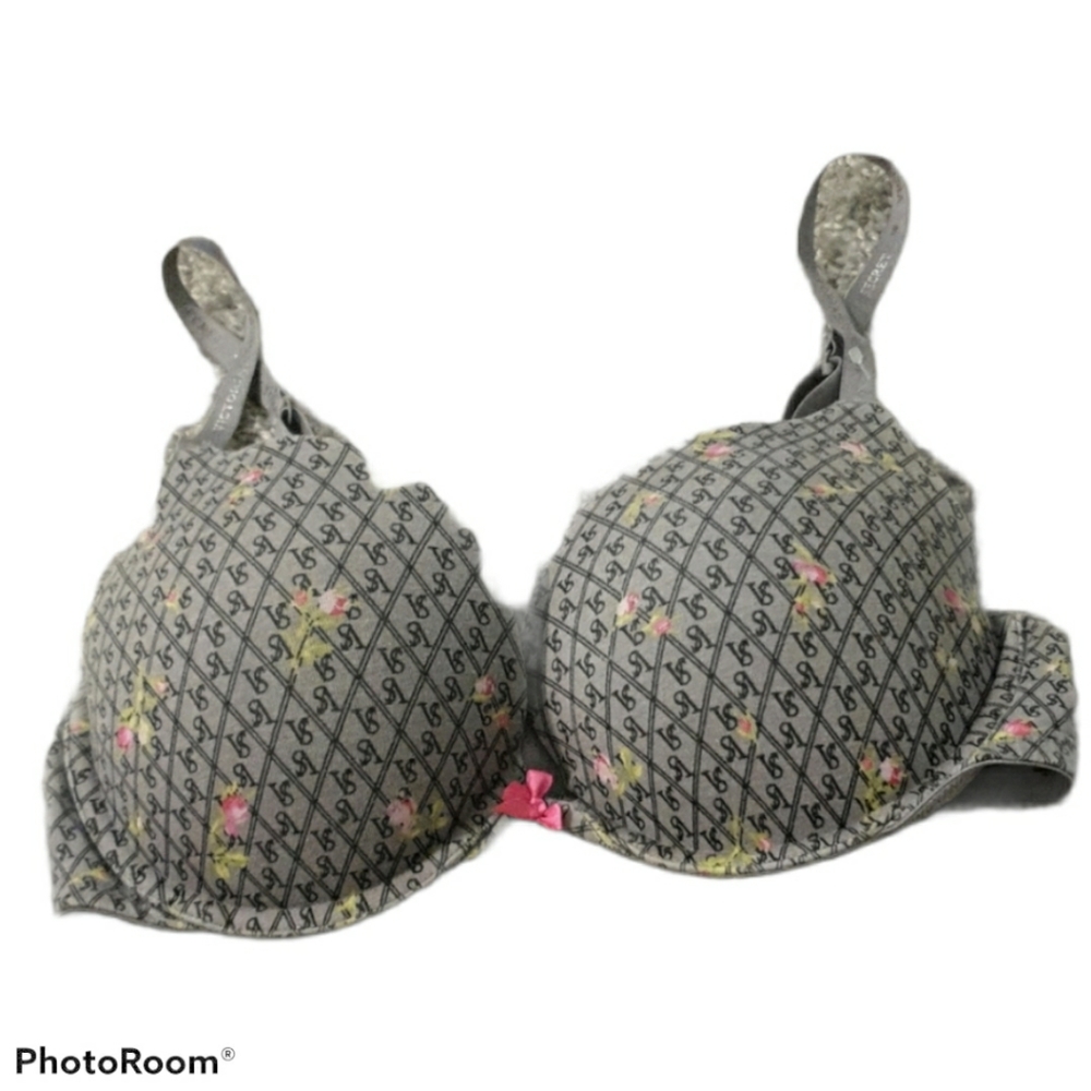 Victoria's secret gray floral plunge push up bra